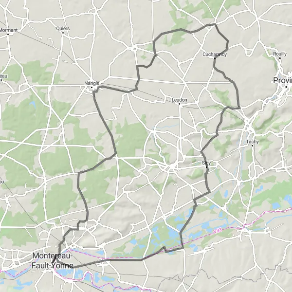 Map miniature of "The Provincal Gem" cycling inspiration in Ile-de-France, France. Generated by Tarmacs.app cycling route planner