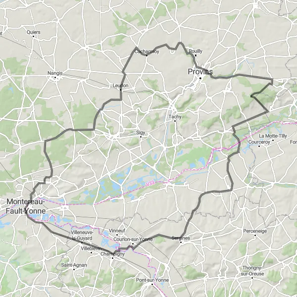 Map miniature of "Road Route 3" cycling inspiration in Ile-de-France, France. Generated by Tarmacs.app cycling route planner