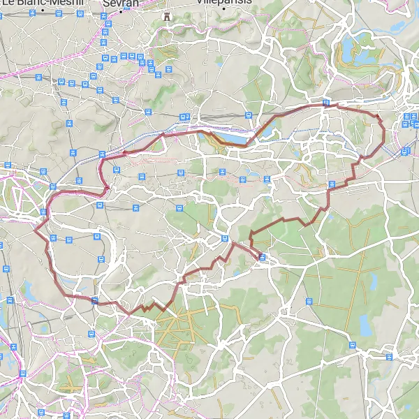 Map miniature of "Scenic Gravel Tour" cycling inspiration in Ile-de-France, France. Generated by Tarmacs.app cycling route planner