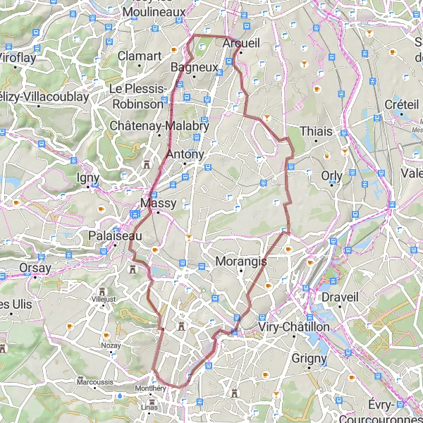 Map miniature of "Exploring Nature and Historical Landmarks" cycling inspiration in Ile-de-France, France. Generated by Tarmacs.app cycling route planner