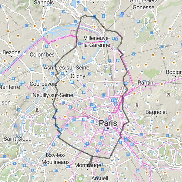 Map miniature of "Exploring Aubervilliers and Balloon Generali" cycling inspiration in Ile-de-France, France. Generated by Tarmacs.app cycling route planner
