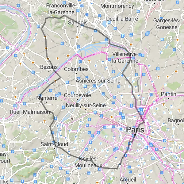 Map miniature of "Boulogne-Billancourt Cycling Adventure" cycling inspiration in Ile-de-France, France. Generated by Tarmacs.app cycling route planner