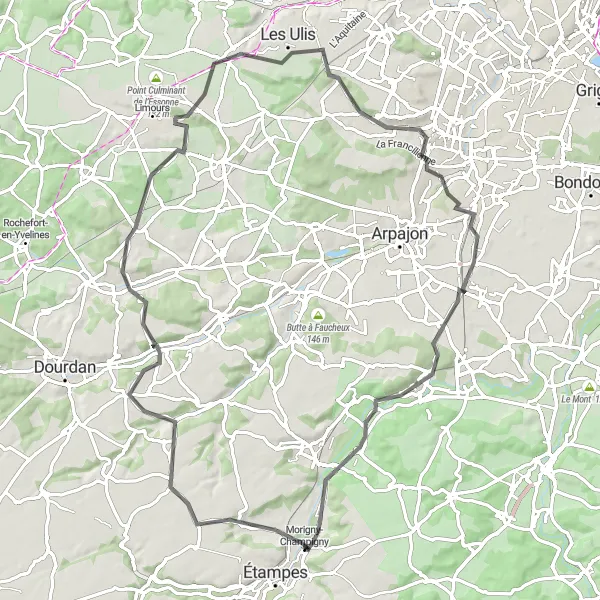 Map miniature of "Château de Brunehaut Road Ride" cycling inspiration in Ile-de-France, France. Generated by Tarmacs.app cycling route planner