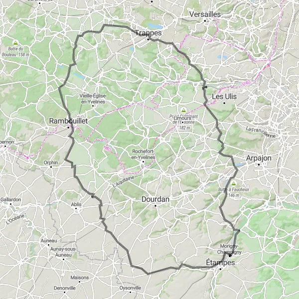 Map miniature of "Scenic Cycling Route in Ile-de-France" cycling inspiration in Ile-de-France, France. Generated by Tarmacs.app cycling route planner