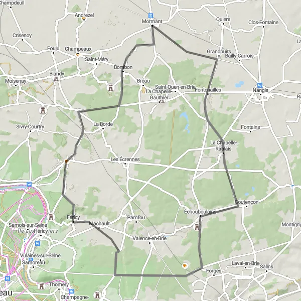 Map miniature of "Picturesque Road Cycling" cycling inspiration in Ile-de-France, France. Generated by Tarmacs.app cycling route planner