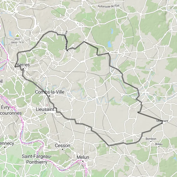Map miniature of "The Beauty of Ile-de-France" cycling inspiration in Ile-de-France, France. Generated by Tarmacs.app cycling route planner
