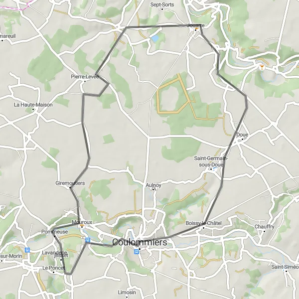 Miniature de la carte de l'inspiration cycliste "Boucle champêtre" dans la Ile-de-France, France. Générée par le planificateur d'itinéraire cycliste Tarmacs.app