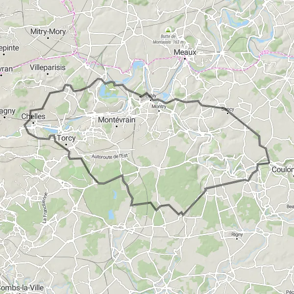 Miniature de la carte de l'inspiration cycliste "Tour de la vallée de la Marne" dans la Ile-de-France, France. Générée par le planificateur d'itinéraire cycliste Tarmacs.app