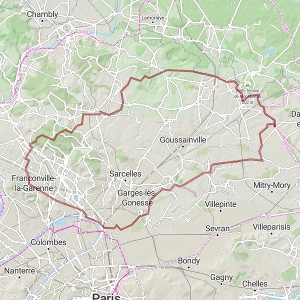 Miniature de la carte de l'inspiration cycliste "Circuit de Boucles en Val-d'Oise" dans la Ile-de-France, France. Générée par le planificateur d'itinéraire cycliste Tarmacs.app