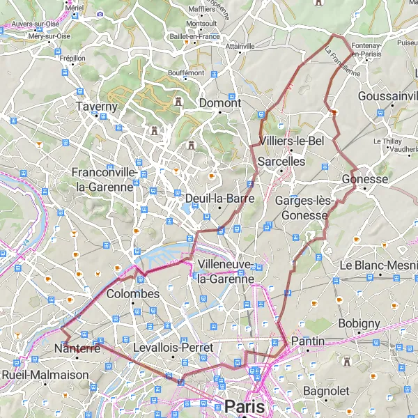 Miniature de la carte de l'inspiration cycliste "Le Chemin des Peintres" dans la Ile-de-France, France. Générée par le planificateur d'itinéraire cycliste Tarmacs.app