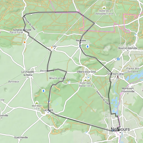 Map miniature of "Road Cycling through Charming Villages" cycling inspiration in Ile-de-France, France. Generated by Tarmacs.app cycling route planner