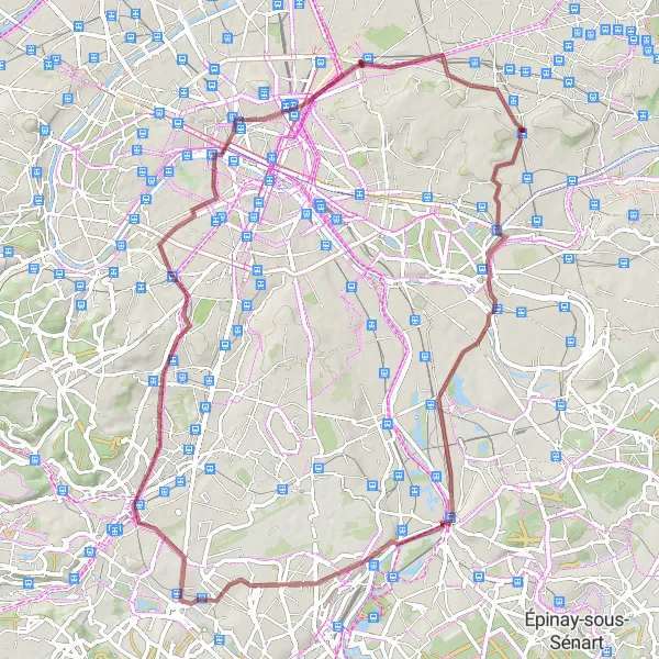 Map miniature of "Scenic Gravel Journey to Châtenay-Malabry" cycling inspiration in Ile-de-France, France. Generated by Tarmacs.app cycling route planner