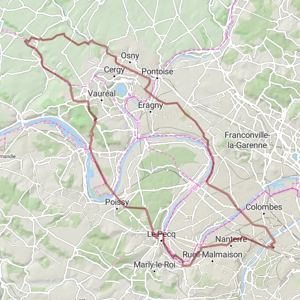 Map miniature of "Gravel Loop around Neuilly-sur-Seine" cycling inspiration in Ile-de-France, France. Generated by Tarmacs.app cycling route planner