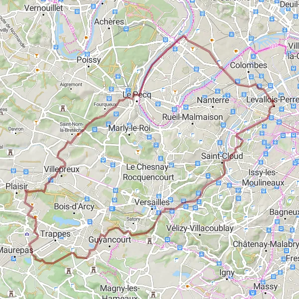 Map miniature of "Gravel Adventure in Surrounding Suburbs" cycling inspiration in Ile-de-France, France. Generated by Tarmacs.app cycling route planner