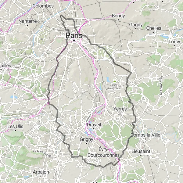 Map miniature of "Montmartre and Saint-Maur-des-Fossés Loop" cycling inspiration in Ile-de-France, France. Generated by Tarmacs.app cycling route planner