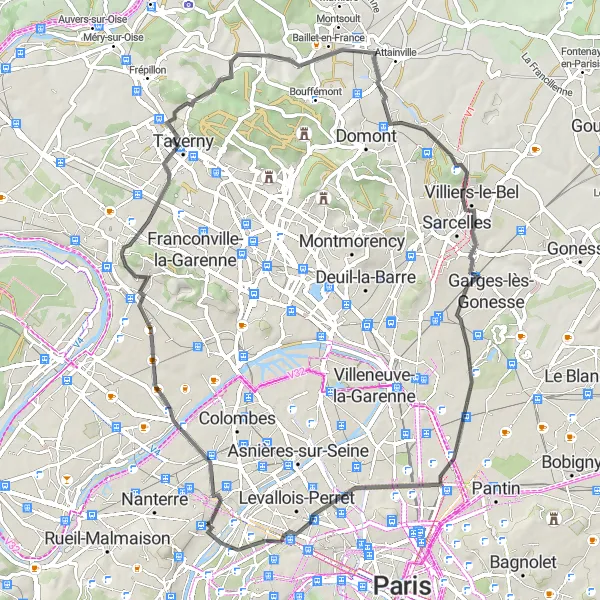 Map miniature of "Cormeilles-en-Parisis Loop" cycling inspiration in Ile-de-France, France. Generated by Tarmacs.app cycling route planner