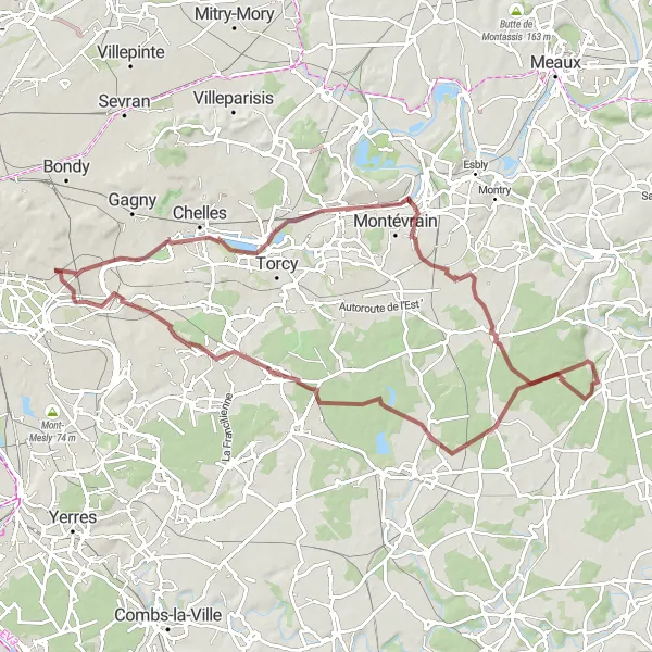 Miniature de la carte de l'inspiration cycliste "Parcours de gravel autour de Nogent-sur-Marne" dans la Ile-de-France, France. Générée par le planificateur d'itinéraire cycliste Tarmacs.app