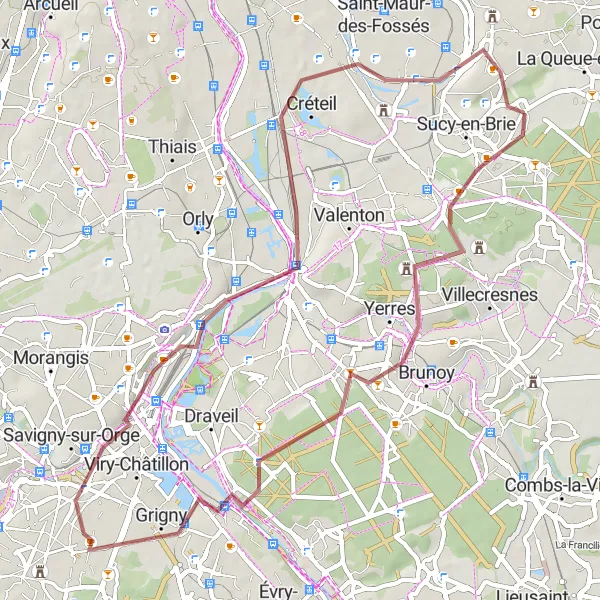 Map miniature of "Gravel Adventure" cycling inspiration in Ile-de-France, France. Generated by Tarmacs.app cycling route planner