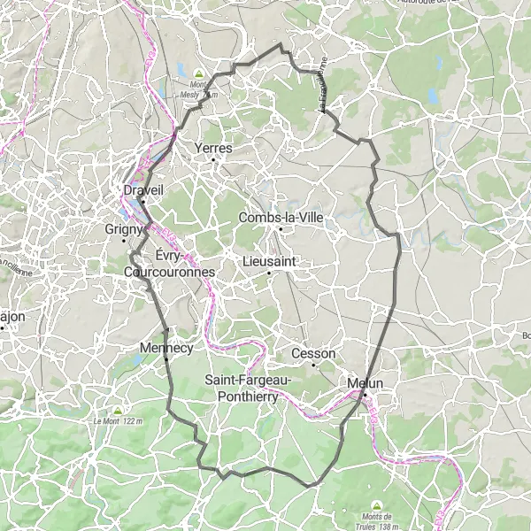 Map miniature of "Noiseau Loop" cycling inspiration in Ile-de-France, France. Generated by Tarmacs.app cycling route planner