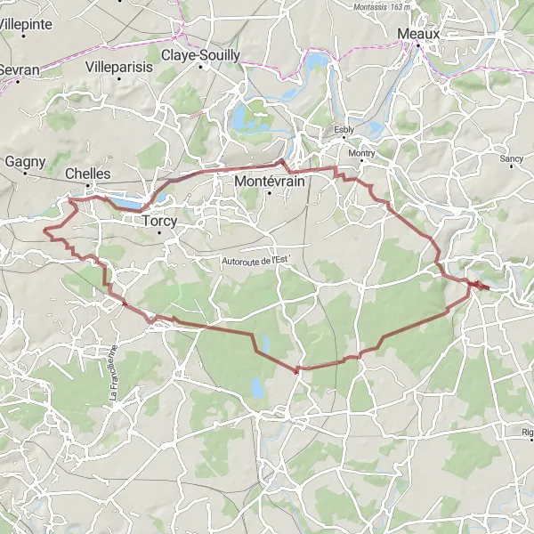 Map miniature of "Gravel Route 3" cycling inspiration in Ile-de-France, France. Generated by Tarmacs.app cycling route planner