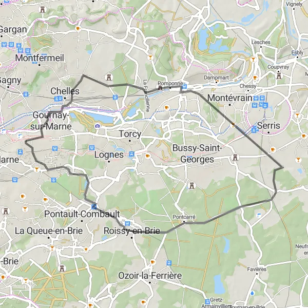 Map miniature of "Exploring Noisy-le-Grand and Beyond" cycling inspiration in Ile-de-France, France. Generated by Tarmacs.app cycling route planner