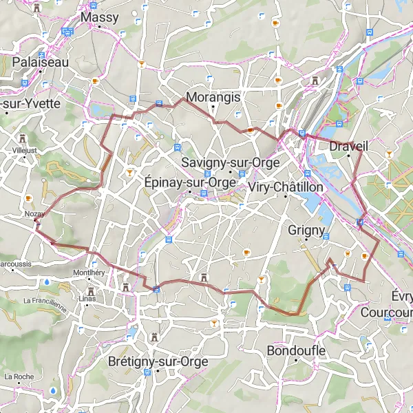 Map miniature of "Short Gravel Loop" cycling inspiration in Ile-de-France, France. Generated by Tarmacs.app cycling route planner