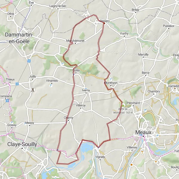 Miniature de la carte de l'inspiration cycliste "Circuit de la Butte de Montassis" dans la Ile-de-France, France. Générée par le planificateur d'itinéraire cycliste Tarmacs.app