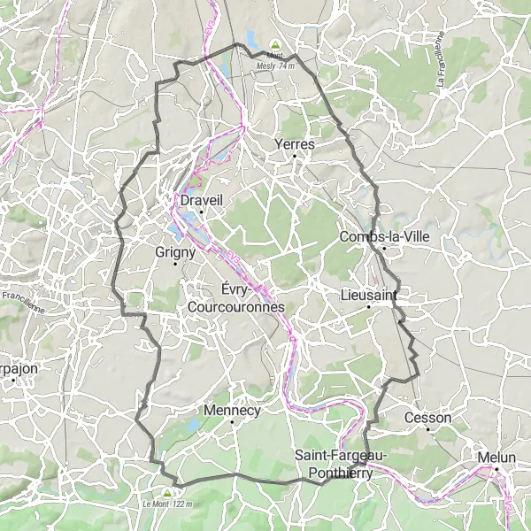 Map miniature of "Iconic Road Tour in Orly Region" cycling inspiration in Ile-de-France, France. Generated by Tarmacs.app cycling route planner