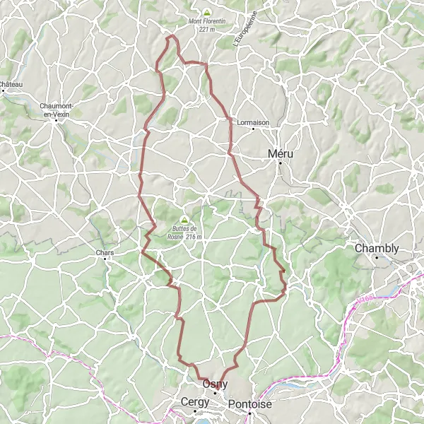 Map miniature of "Boissy-l'Aillerie Loop" cycling inspiration in Ile-de-France, France. Generated by Tarmacs.app cycling route planner