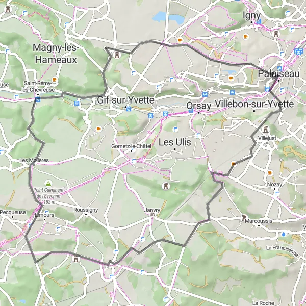 Miniature de la carte de l'inspiration cycliste "Le Charme de la Campagne" dans la Ile-de-France, France. Générée par le planificateur d'itinéraire cycliste Tarmacs.app