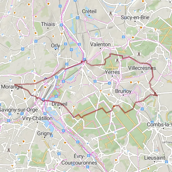 Map miniature of "Countryside Gravel Ride" cycling inspiration in Ile-de-France, France. Generated by Tarmacs.app cycling route planner