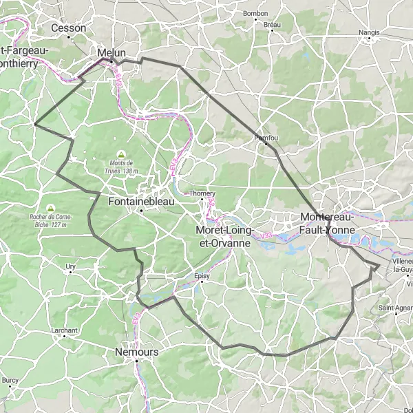 Map miniature of "The Seine Loop" cycling inspiration in Ile-de-France, France. Generated by Tarmacs.app cycling route planner