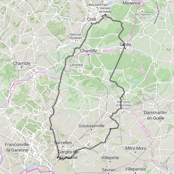 Map miniature of "Attainville to Pierrefitte-sur-Seine Cycling Route" cycling inspiration in Ile-de-France, France. Generated by Tarmacs.app cycling route planner