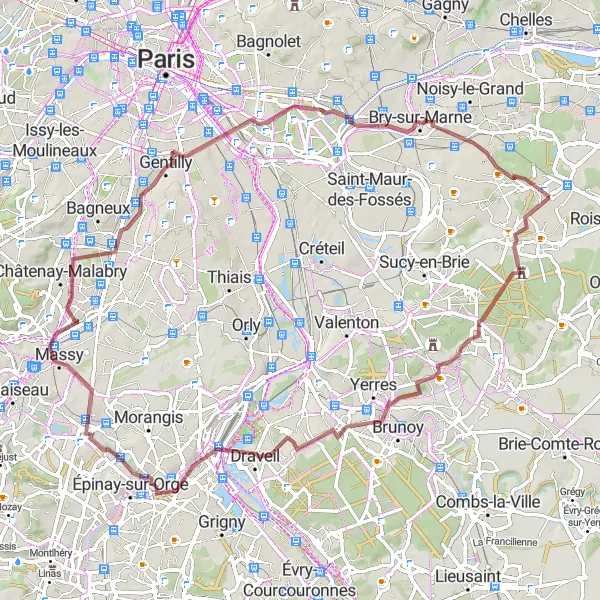 Miniature de la carte de l'inspiration cycliste "Parcours épique de Pontault-Combault à Le Plessis-Trévise" dans la Ile-de-France, France. Générée par le planificateur d'itinéraire cycliste Tarmacs.app