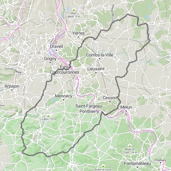 Map miniature of "Stunning Road Tour through Historic Villages" cycling inspiration in Ile-de-France, France. Generated by Tarmacs.app cycling route planner