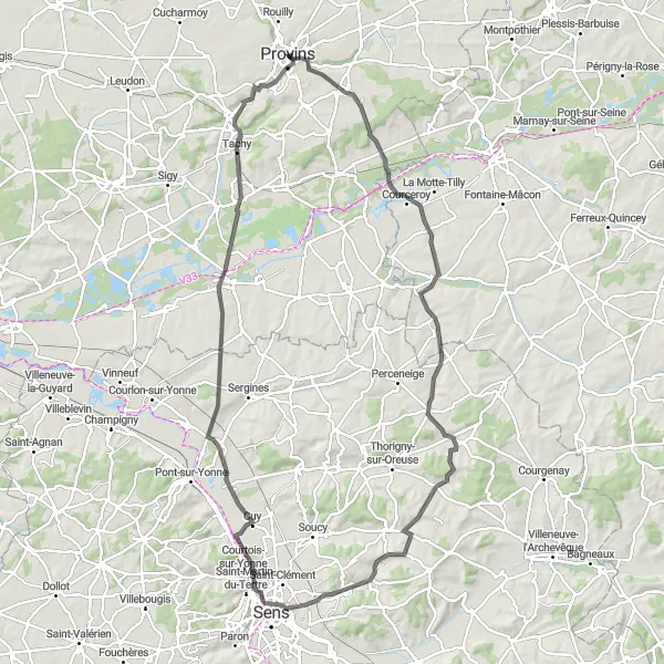 Map miniature of "Picturesque Countryside Road Ride" cycling inspiration in Ile-de-France, France. Generated by Tarmacs.app cycling route planner