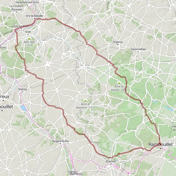 Map miniature of "The Gravel Adventure" cycling inspiration in Ile-de-France, France. Generated by Tarmacs.app cycling route planner