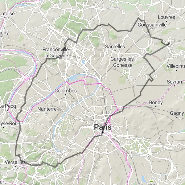 Map miniature of "Discovering Paris and Notre Dame" cycling inspiration in Ile-de-France, France. Generated by Tarmacs.app cycling route planner