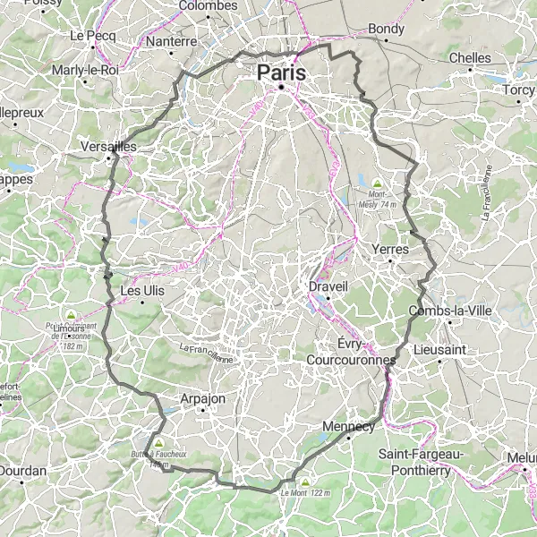 Map miniature of "Scenic Tour of Romainville" cycling inspiration in Ile-de-France, France. Generated by Tarmacs.app cycling route planner