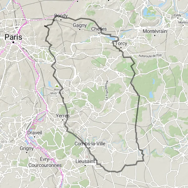 Miniature de la carte de l'inspiration cycliste "La Boucle de la Marne" dans la Ile-de-France, France. Générée par le planificateur d'itinéraire cycliste Tarmacs.app