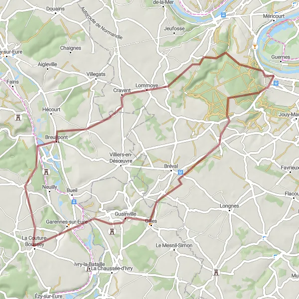 Map miniature of "Journey through the Valleys" cycling inspiration in Ile-de-France, France. Generated by Tarmacs.app cycling route planner