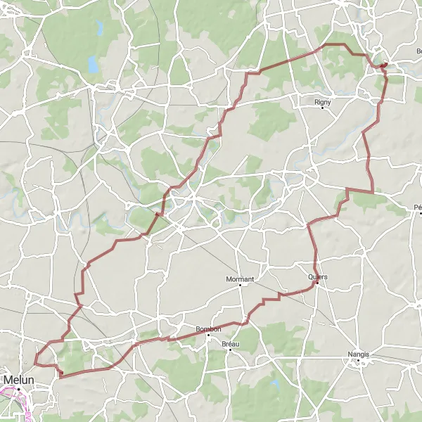 Map miniature of "Rubelles and Château de Blandy-les-Tours" cycling inspiration in Ile-de-France, France. Generated by Tarmacs.app cycling route planner