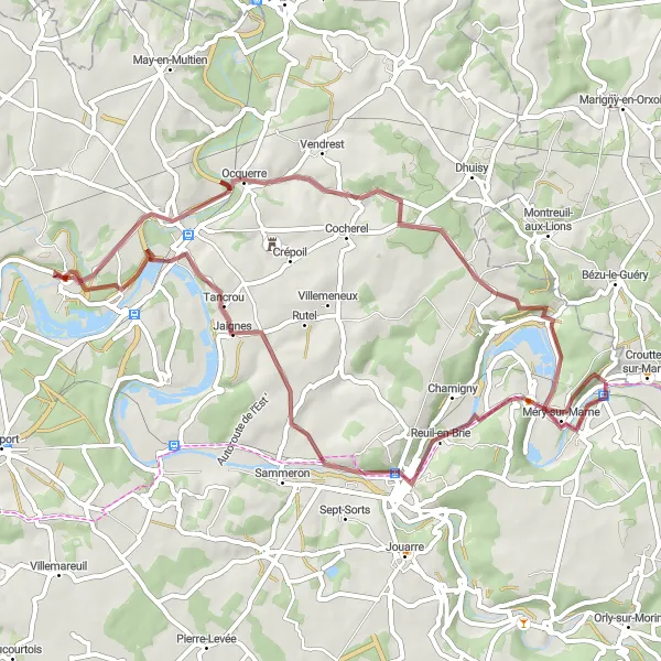 Miniature de la carte de l'inspiration cycliste "Circuit de la Vallée de la Marne" dans la Ile-de-France, France. Générée par le planificateur d'itinéraire cycliste Tarmacs.app