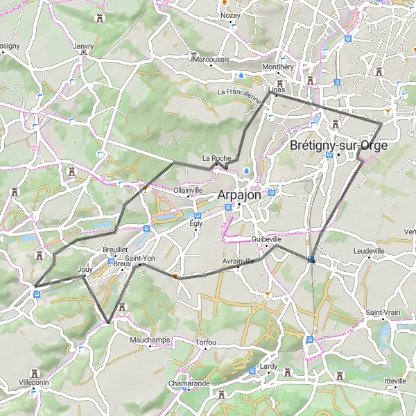 Map miniature of "Road Route: Countryside Escape" cycling inspiration in Ile-de-France, France. Generated by Tarmacs.app cycling route planner