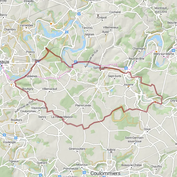 Map miniature of "Stunning Views and Historic Towns Gravel Route" cycling inspiration in Ile-de-France, France. Generated by Tarmacs.app cycling route planner