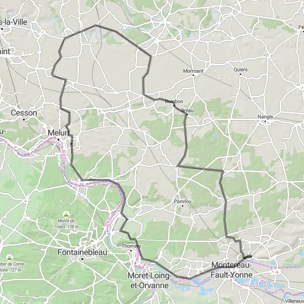 Map miniature of "Champagne Detour" cycling inspiration in Ile-de-France, France. Generated by Tarmacs.app cycling route planner