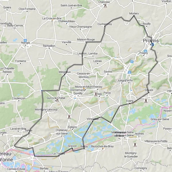 Map miniature of "Marne River Loop" cycling inspiration in Ile-de-France, France. Generated by Tarmacs.app cycling route planner