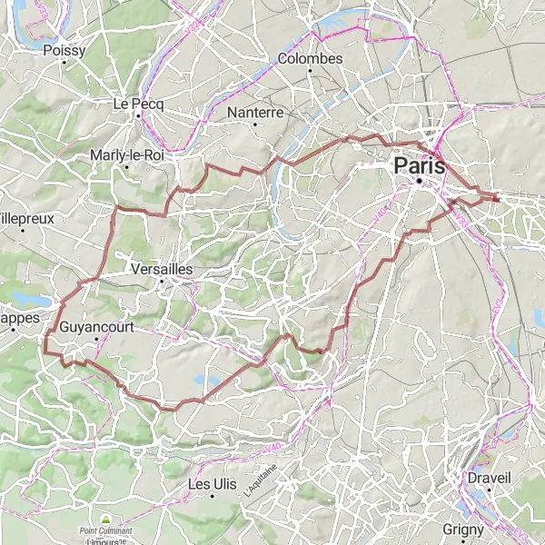 Map miniature of "Scenic Gravel Route to Palais Garnier and Bastille" cycling inspiration in Ile-de-France, France. Generated by Tarmacs.app cycling route planner