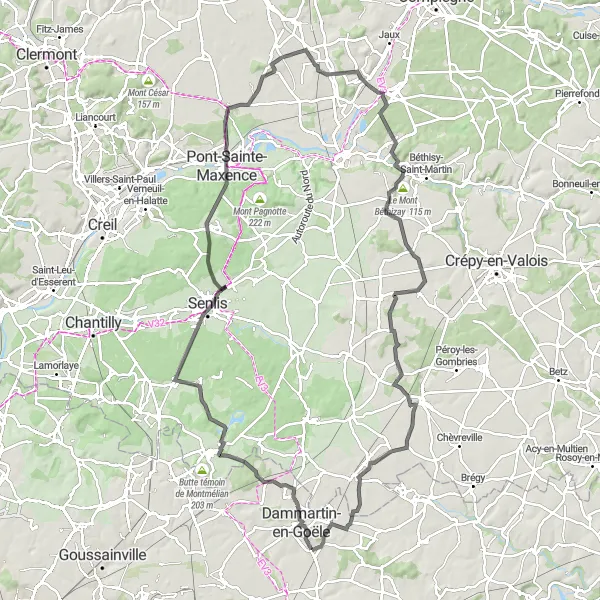 Map miniature of "Le Petit Paris" cycling inspiration in Ile-de-France, France. Generated by Tarmacs.app cycling route planner