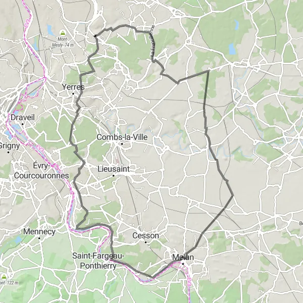 Map miniature of "Hidden Gems of Morbras Valley Road Route" cycling inspiration in Ile-de-France, France. Generated by Tarmacs.app cycling route planner